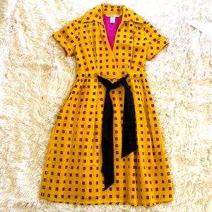 Retro Style Diane Von Furstenberg Yellow and Pink Dress